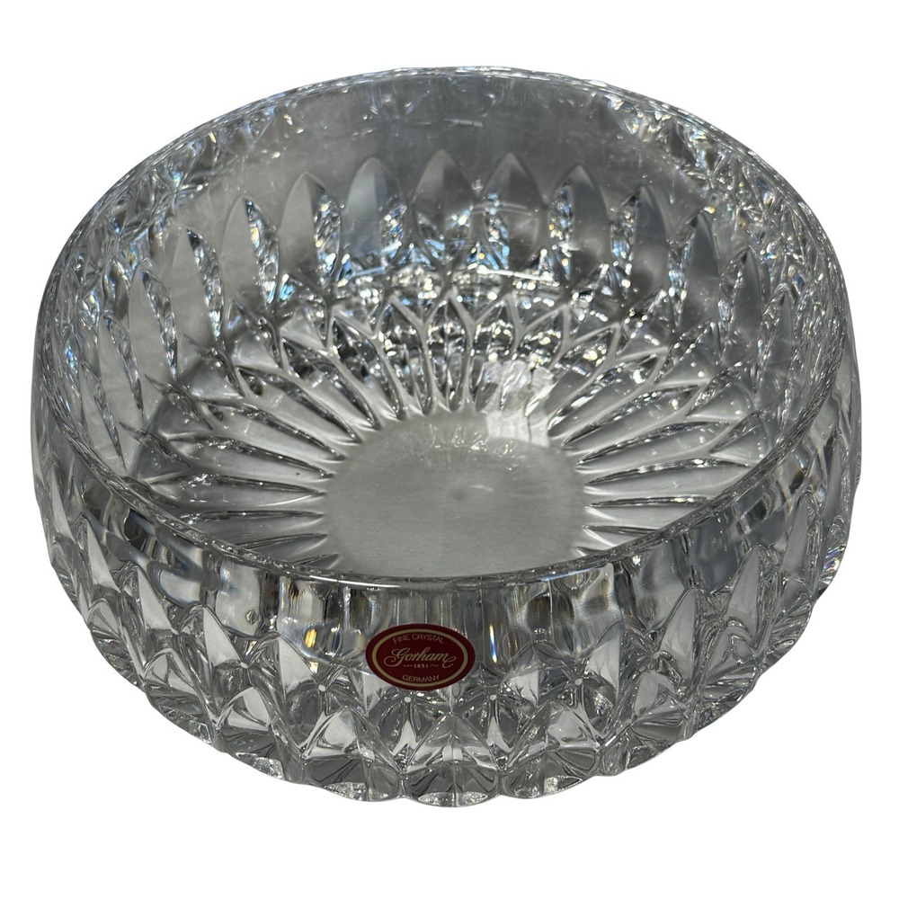 Gorham Fine Crystal Bowl Germany 8"‎ Cut Glass Vintage Decorative Centerpiece